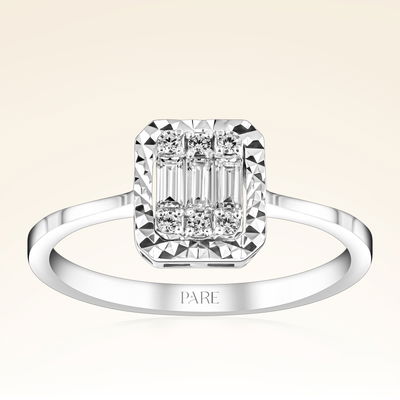 0,20 Karat Efektli Baget Pırlanta Yüzük - Pare Pırlanta