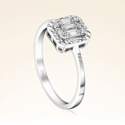 0,20 Karat Efektli Baget Pırlanta Yüzük - 2