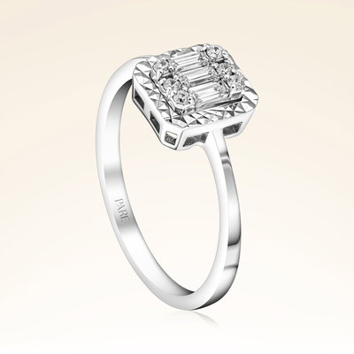 0,20 Karat Efektli Baget Pırlanta Yüzük - Pare Pırlanta