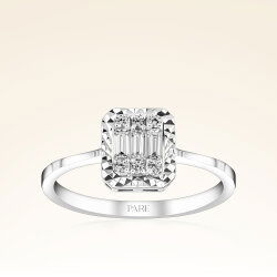 0,20 Karat Efektli Baget Pırlanta Yüzük - 1