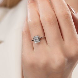 0,20 Karat Efektli Baget Pırlanta Yüzük - 5