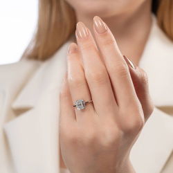 0,20 Karat Efektli Baget Pırlanta Yüzük - 4