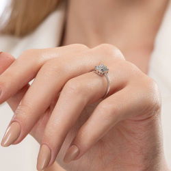 0,20 Karat Efektli Baget Pırlanta Yüzük - 6