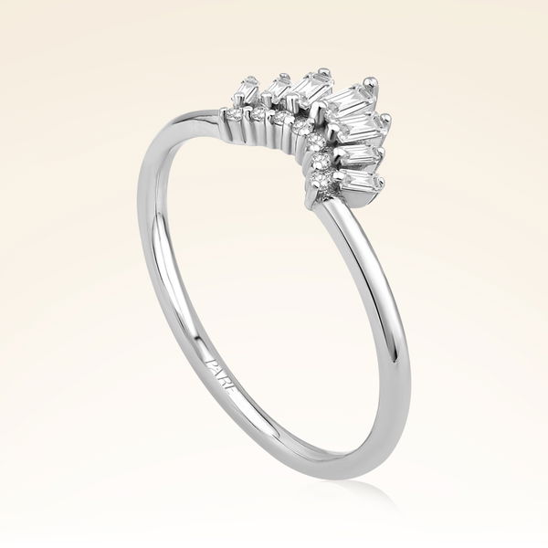 0,20 Karat Pırlanta Baget Taşlı Taç Yüzük - Pare Pırlanta