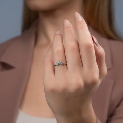 0,20 Karat Pırlanta Baget Taşlı Taç Yüzük - PR00681 - 4