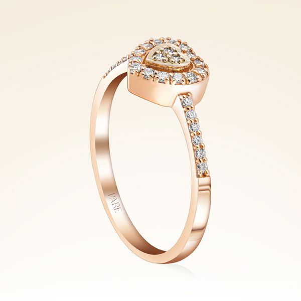 0,20 Karat Pırlanta Kalp Rose Yüzük - Pare Pırlanta