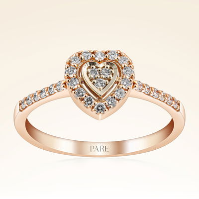 0,20 Karat Pırlanta Kalp Yüzük - PR01092 - Pare Pırlanta