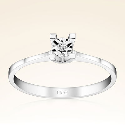 0,20 Karat Görünümlü Tektaş Efektli Pırlanta Yüzük - Pare Pırlanta