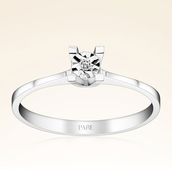 0,20 Karat Görünümlü Tektaş Efektli Pırlanta Yüzük - Pare Pırlanta