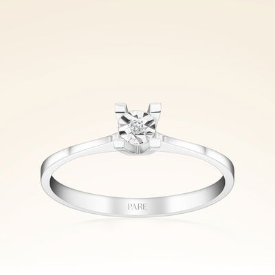 0,20 Karat Görünümlü Tektaş Efektli Pırlanta Yüzük - Pare Pırlanta