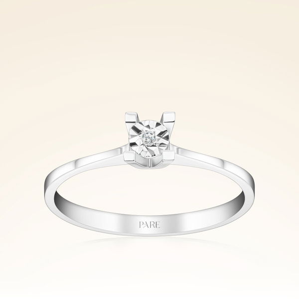 0,20 Karat Görünümlü Tektaş Efektli Pırlanta Yüzük - Pare Pırlanta