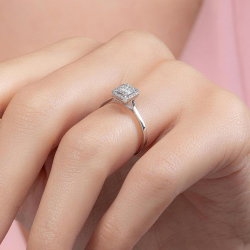 0,20 Karat Baget Pırlanta Yüzük - 7