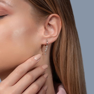 0,20 Karat Pırlanta Sallantılı Halka Küpe - Pare Pırlanta