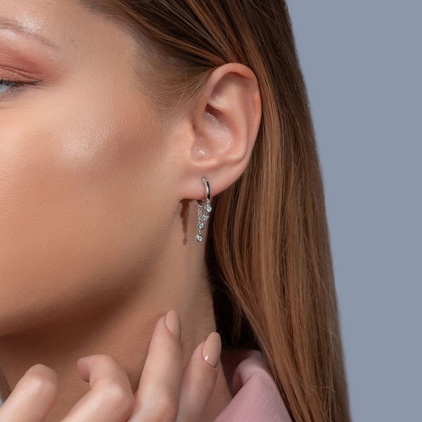 0,20 Karat Pırlanta Sallantılı Halka Küpe - Pare Pırlanta