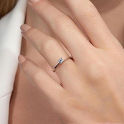 0,20 Karat Tektaş Pırlanta Yüzük - 5