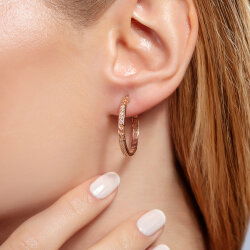 0,20 Karat Pırlantalı Halka Küpe - 2