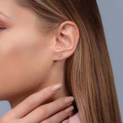 0,20 Karat Tektaş Pırlanta Küpe - 2