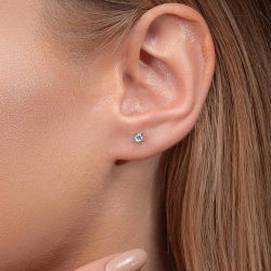 0,20 Karat Tektaş Pırlanta Küpe - 3