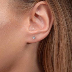 0,20 Karat Tektaş Pırlanta Küpe - 3