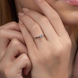 0,20 Karat Tektaş Pırlanta Yüzük - 5
