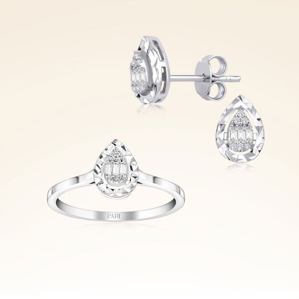 0,20 Karat Pırlantalı Baget Set - Pare Pırlanta