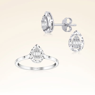 0,20 Karat Pırlantalı Baget Set - Pare Pırlanta