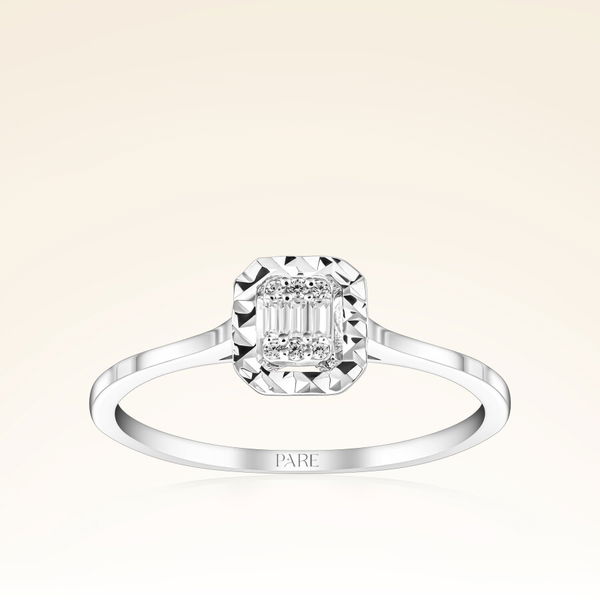 0,20 Karat Efektli Baget Pırlanta Yüzük - Pare Pırlanta