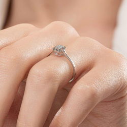 0,21 Karat Efektli Baget Pırlanta Yüzük - PR01057 - 6