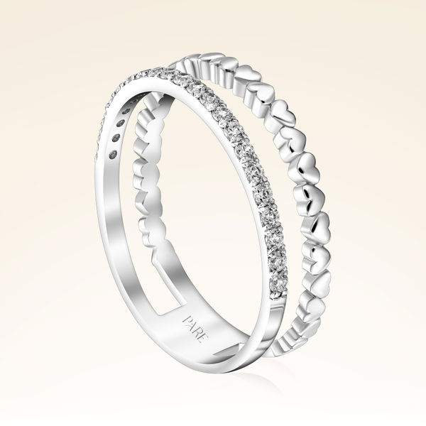 0,21 Karat Pırlanta Kalpli Yüzük - Pare Pırlanta