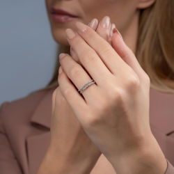 0,21 Karat Pırlanta Kalpli Yüzük - 3