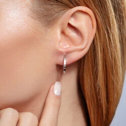 0,21 Karat Pırlantalı Halka Küpe - 2