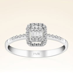 0,22 Karat Kolu Taşlı Baget Pırlanta Yüzük - PR00081 - 1