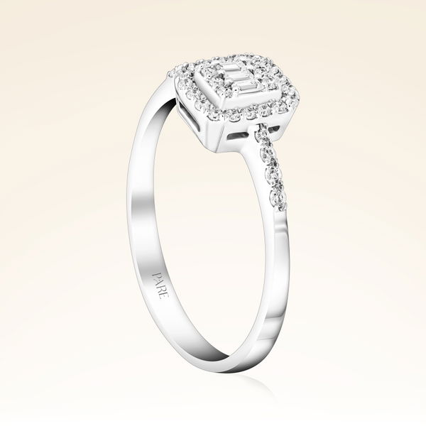 0,22 Karat Kolu Taşlı Baget Pırlanta Yüzük - Pare Pırlanta