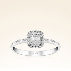 0,22 Karat Kolu Taşlı Baget Pırlanta Yüzük - 1