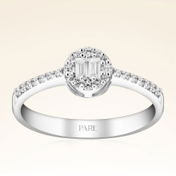 0,23 Karat Kolu Taşlı Baget Pırlanta Yüzük - PR00065 - 1