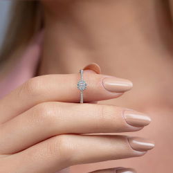 0,23 Karat Kolu Taşlı Baget Pırlanta Yüzük - PR00065 - 5