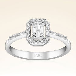 0,23 Karat Kolu Taşlı Baget Pırlanta Yüzük - PR00185 - 1