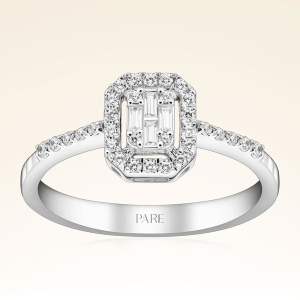 0,23 Karat Kolu Taşlı Baget Pırlanta Yüzük - Pare Pırlanta