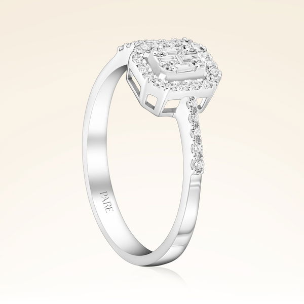 0,23 Karat Kolu Taşlı Baget Pırlanta Yüzük - Pare Pırlanta