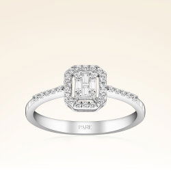 0,23 Karat Kolu Taşlı Baget Pırlanta Yüzük - 1