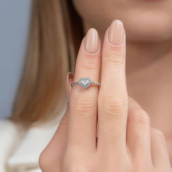 0,24 Karat Baget Kalp Pırlanta Yüzük - 4