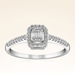 0,24 Karat Kolu Taşlı Baget Pırlanta Yüzük - PR00677 - 1