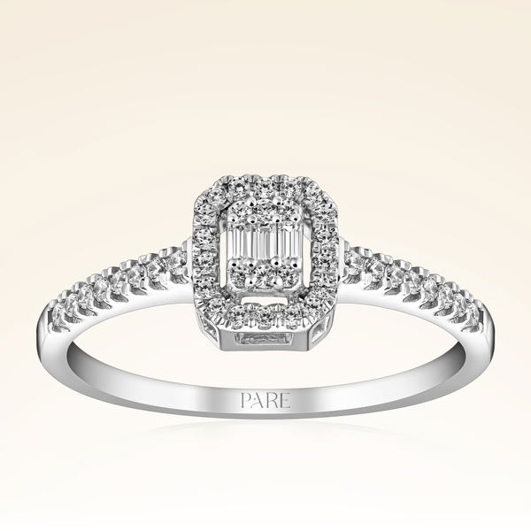 0,24 Karat Kolu Taşlı Baget Pırlanta Yüzük - Pare Pırlanta