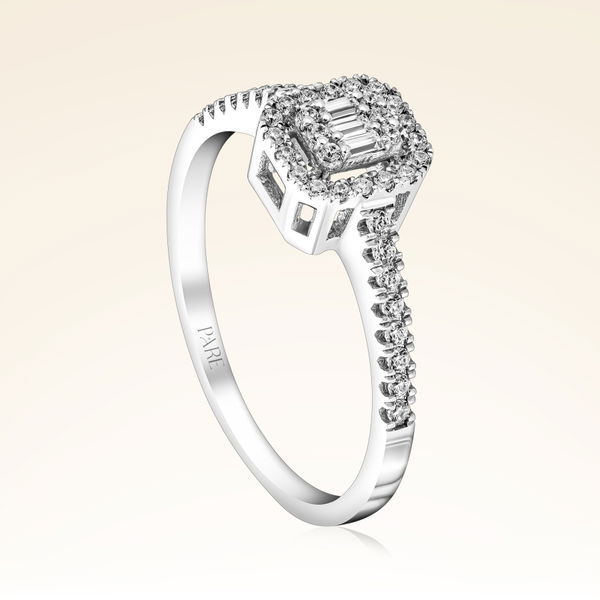 0,24 Karat Kolu Taşlı Baget Pırlanta Yüzük - Pare Pırlanta