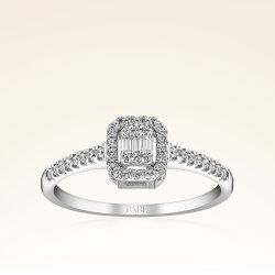 0,24 Karat Kolu Taşlı Baget Pırlanta Yüzük - 1