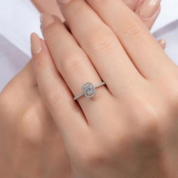 0,24 Karat Baget Pırlanta Yüzük - 5