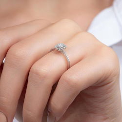 0,24 Karat Baget Pırlanta Yüzük - 7