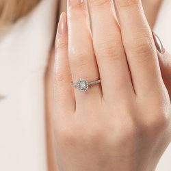 0,25 Karat Baget Pırlanta Yüzük - 5