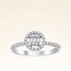 0,25 Karat Kolu Taşlı Baget Pırlanta Yüzük - 1