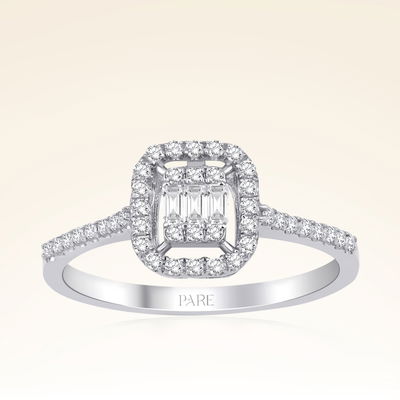  0,25 Karat Kolu Taşlı Baget Pırlanta Yüzük - Pare Pırlanta